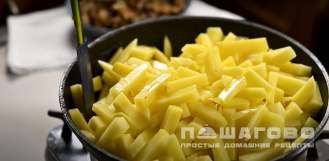 Фото приготовления рецепта: Жареная картошка с лесными грибами - шаг 8