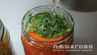 Фото приготовления рецепта: Маринованный сладкий перец с чесноком и зеленью - шаг 5