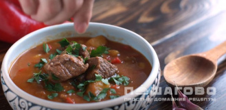 Фото приготовления рецепта: Суп с мясом густой - шаг 10