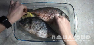 Фото приготовления рецепта: Запеченная дорада с лимоном и ароматными травами - шаг 4