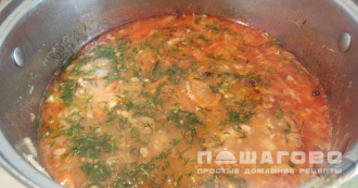 Фото приготовления рецепта: Кислые щи с говядиной и беконом (в духовке) - шаг 17