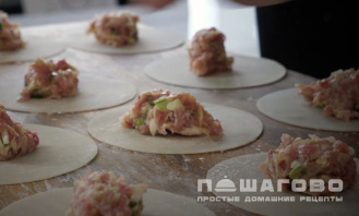Фото приготовления рецепта: Японские пельмени гедза (Геза) с мясным фаршем - шаг 3