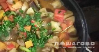 Фото приготовления рецепта: Подлива с мясом и овощами - шаг 9