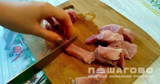 Фото приготовления рецепта: Азу из свинины с солеными огурцами без картошки - шаг 1
