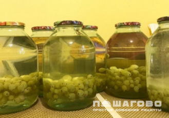 Фото приготовления рецепта: Компот из крыжовника с инжиром - шаг 3