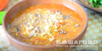 Фото приготовления рецепта: Харчо по-грузински рецепт с грецкими орехами и ткемали - шаг 16