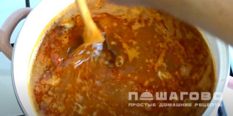 Фото приготовления рецепта: Харчо по-грузински рецепт с грецкими орехами и ткемали - шаг 12