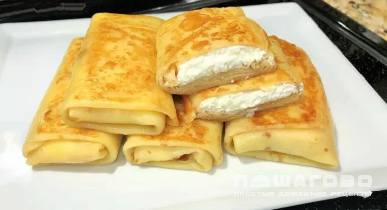 Блины с творогом и сметаной домашние